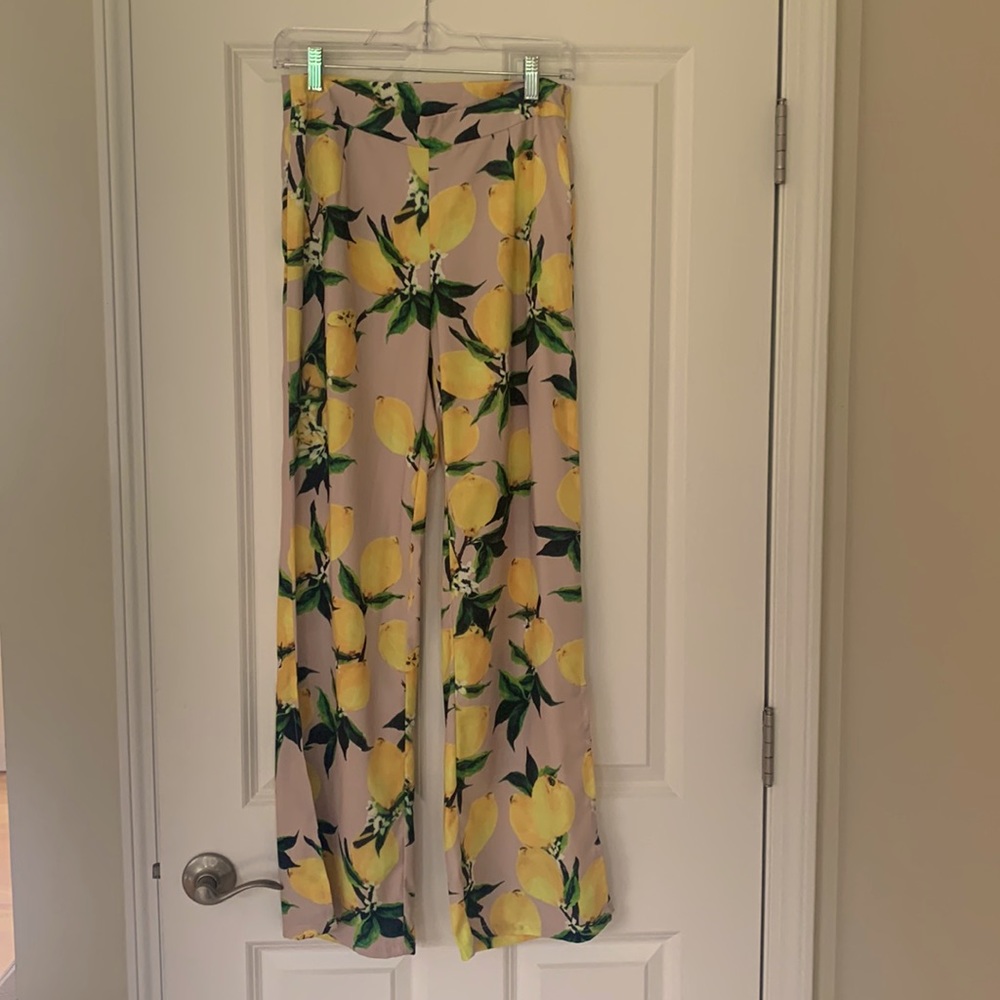 Lemon print pajama-style pants